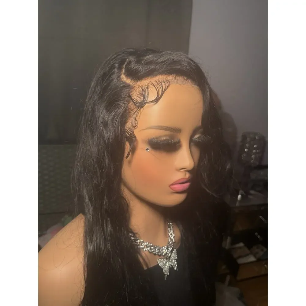 13x6 Natural Black Human Hair Blend Wig 28-30” Pre-Plucked Baby Hairs